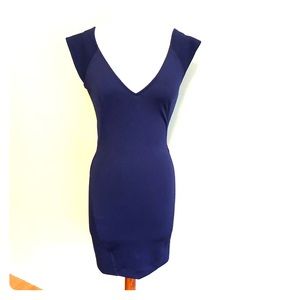 Cap Sleeve, v-neck,  Indigo Cocktail Dress